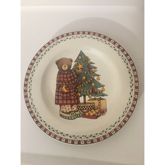 Christmas Bears Sakura Debbie Mumm Salad‎ Plate-Christmas Tree - Picture 1 of 4